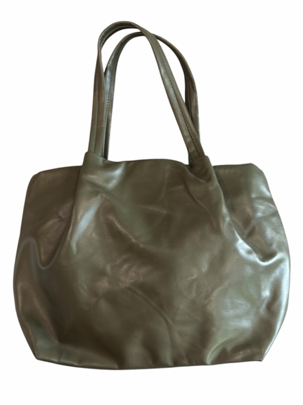 Neiman Marcus Buttery Soft Leather Slouchy Tote in Olive Green